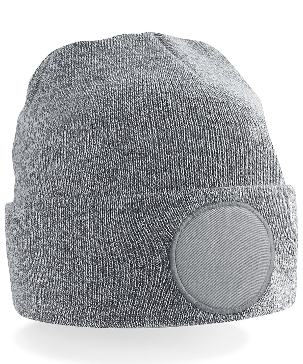 Beechfield Circular Patch Beanie (bobble hat, pom pom, circle patch)