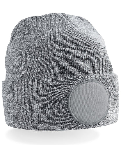 Beechfield Circular Patch Beanie (bobble hat, pom pom, circle patch)