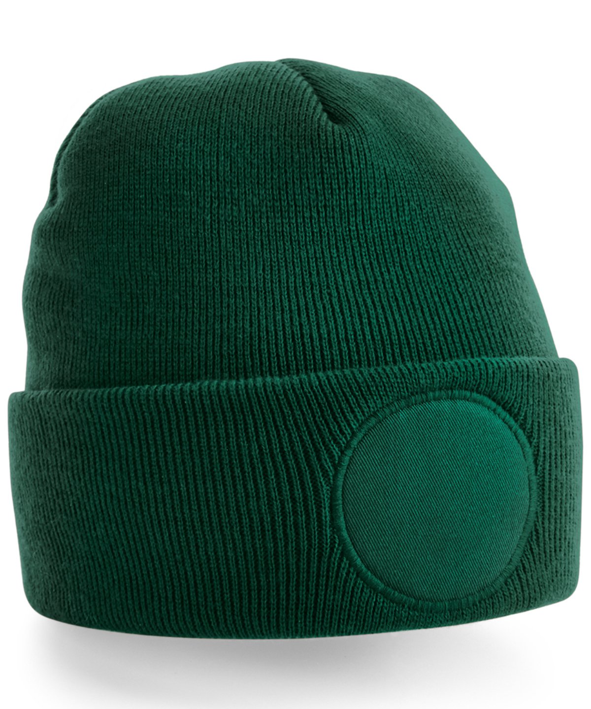 Beechfield Circular Patch Beanie (bobble hat, pom pom, circle patch)