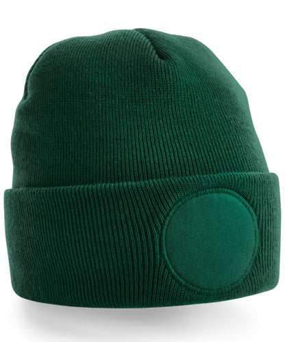 Beechfield Circular Patch Beanie (bobble hat, pom pom, circle patch)