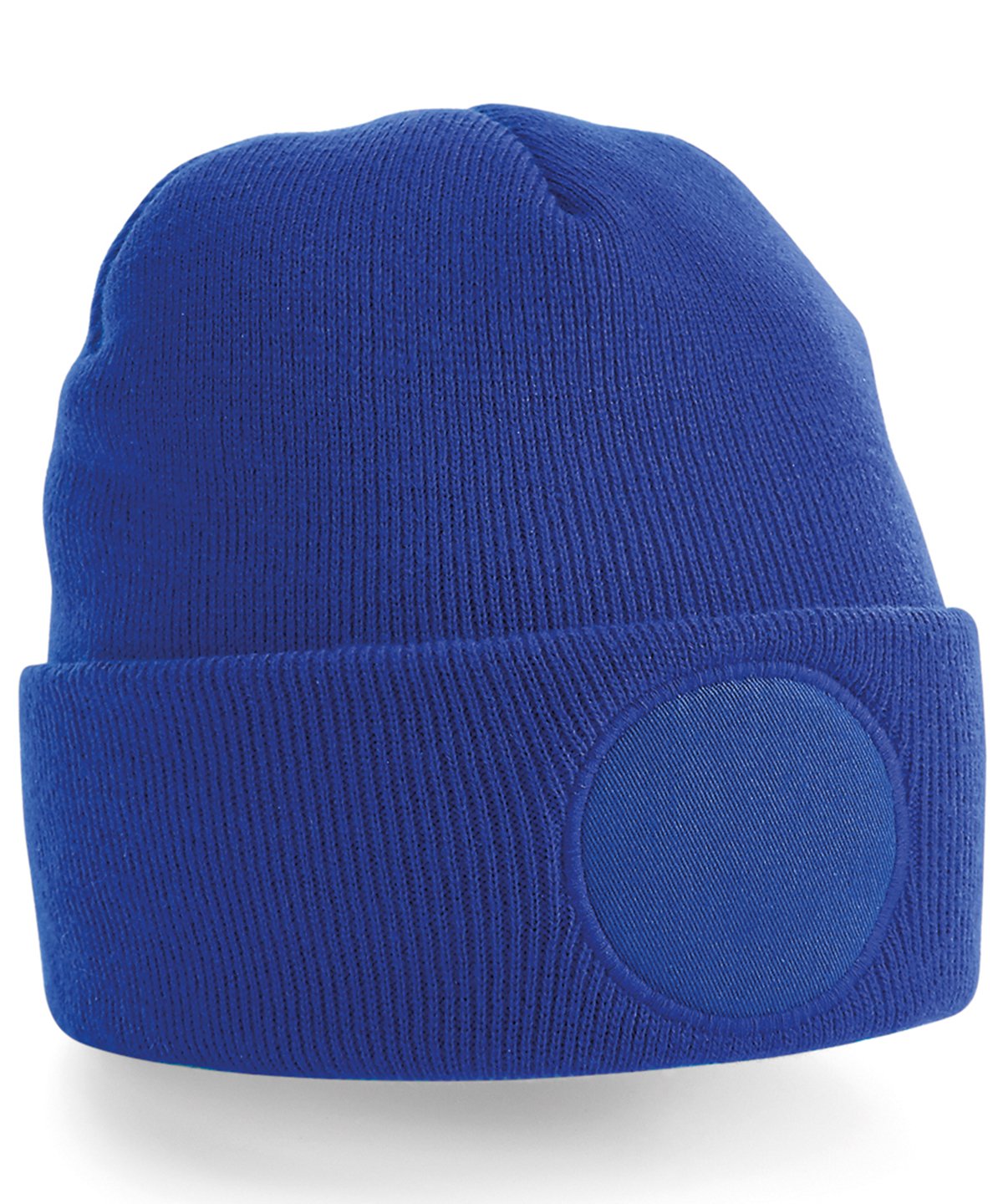 Beechfield Circular Patch Beanie (bobble hat, pom pom, circle patch)