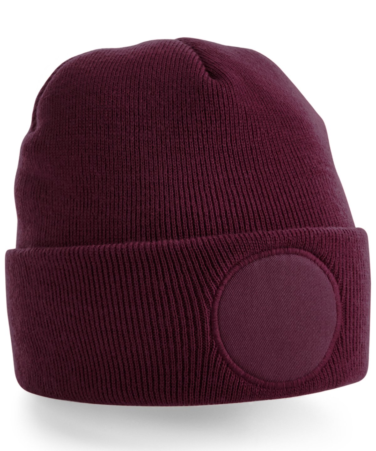 Beechfield Circular Patch Beanie (bobble hat, pom pom, circle patch)