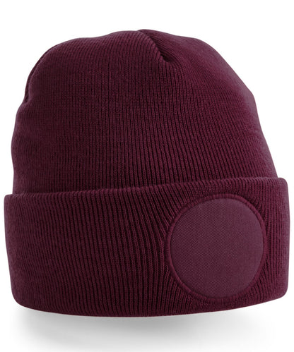 Beechfield Circular Patch Beanie (bobble hat, pom pom, circle patch)