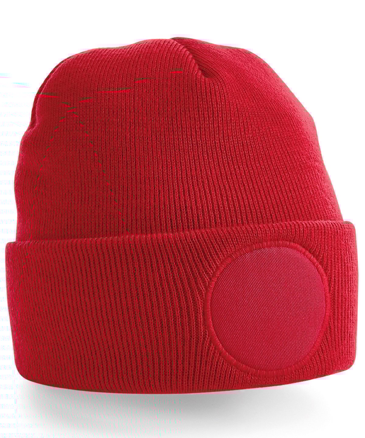 Beechfield Circular Patch Beanie (bobble hat, pom pom, circle patch)