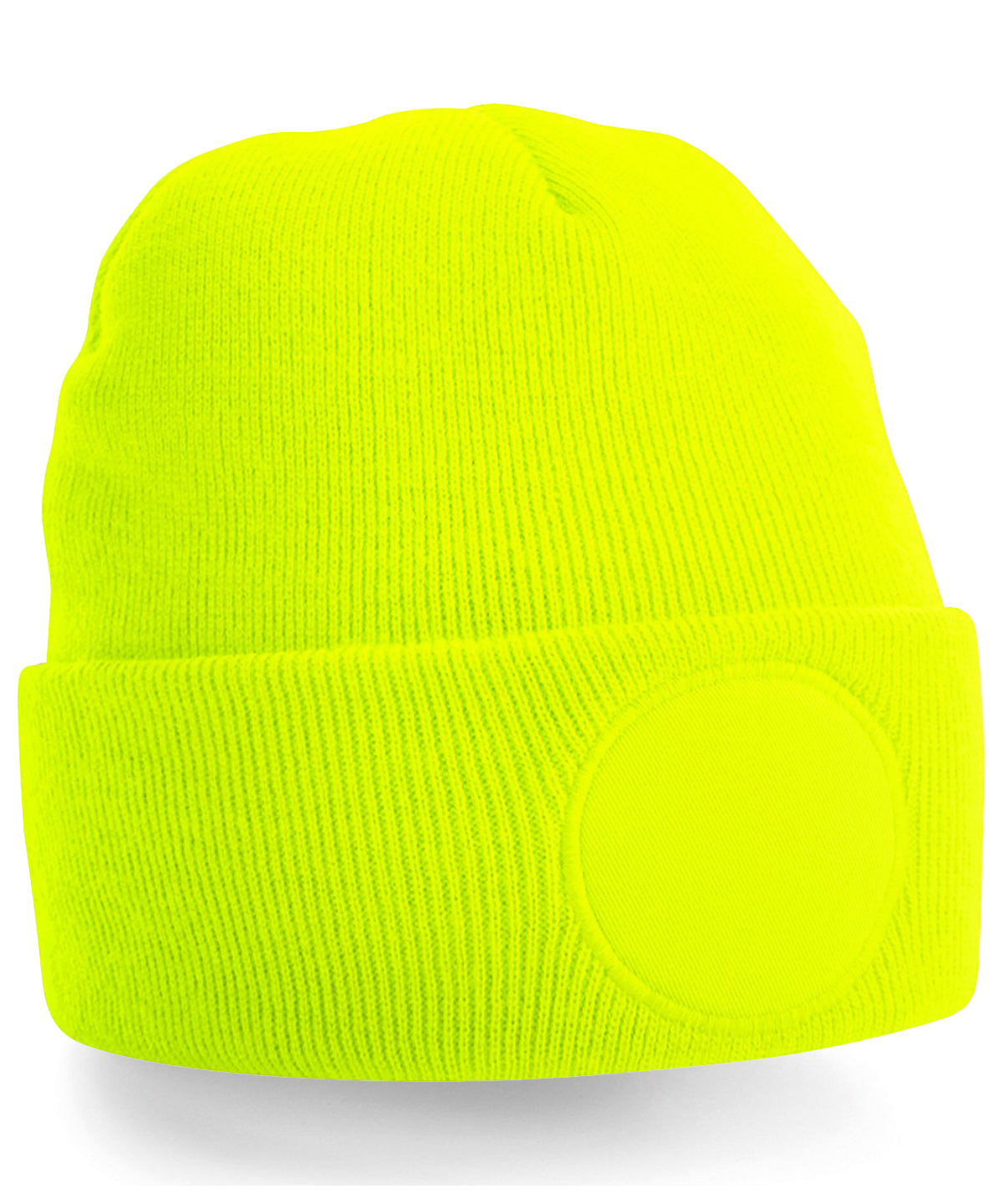 Beechfield Circular Patch Beanie (bobble hat, pom pom, circle patch)