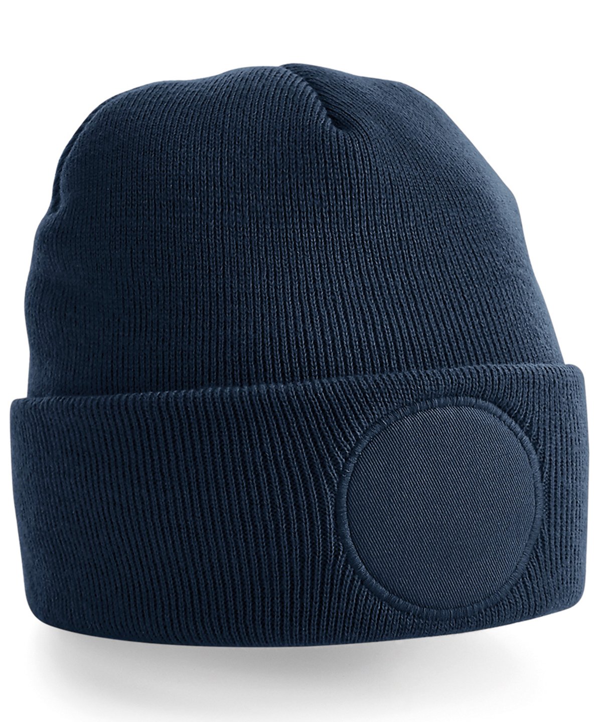 Beechfield Circular Patch Beanie (bobble hat, pom pom, circle patch)