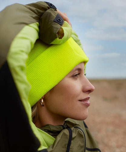 Beechfield Circular Patch Beanie (bobble hat, pom pom, circle patch)