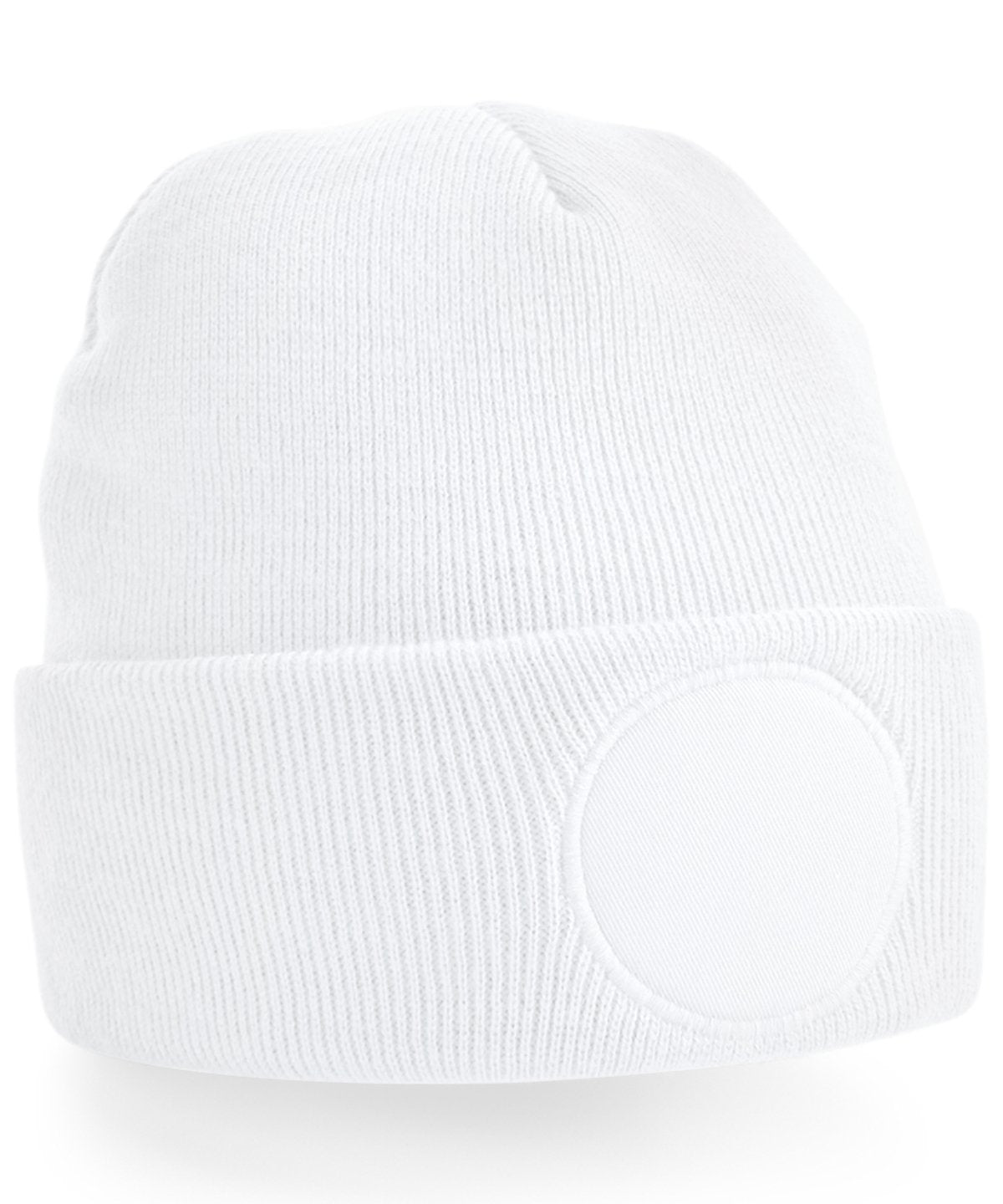 Beechfield Circular Patch Beanie (bobble hat, pom pom, circle patch)